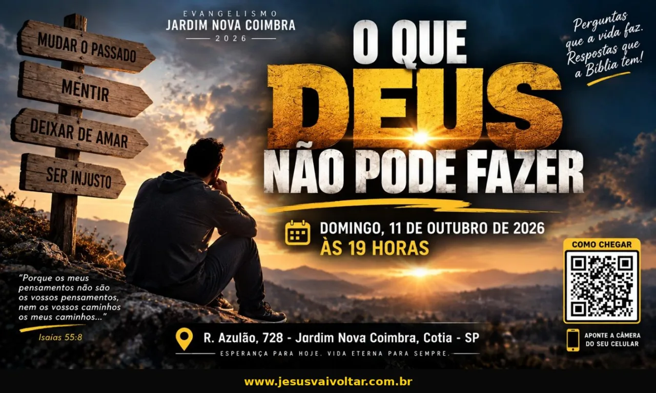 Arte oficial da campanha: O que Deus não pode fazer. Informações acessíveis nesta página.