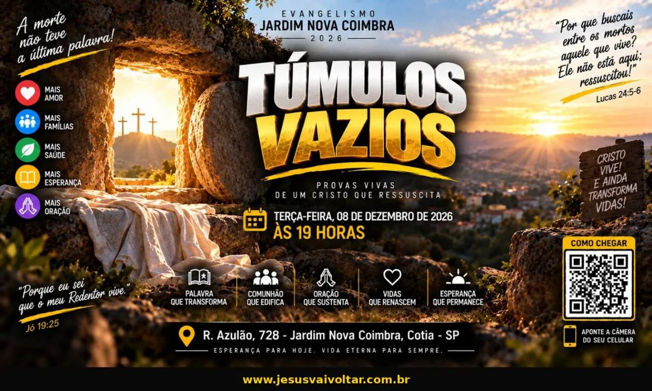 Arte oficial da campanha: Túmulos vazios. Informações acessíveis nesta página.