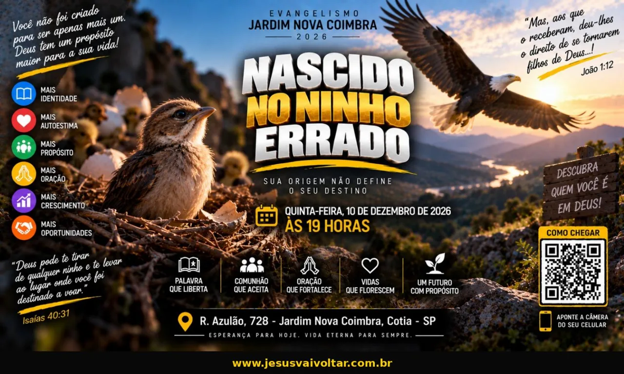 Arte oficial da campanha: Nascido no ninho errado. Informações acessíveis nesta página.