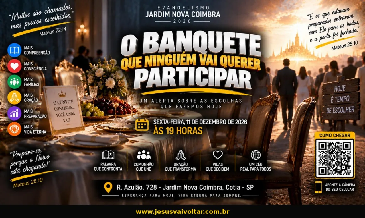 Arte oficial da campanha: O banquete que ninguém vai querer participar. Informações acessíveis nesta página.